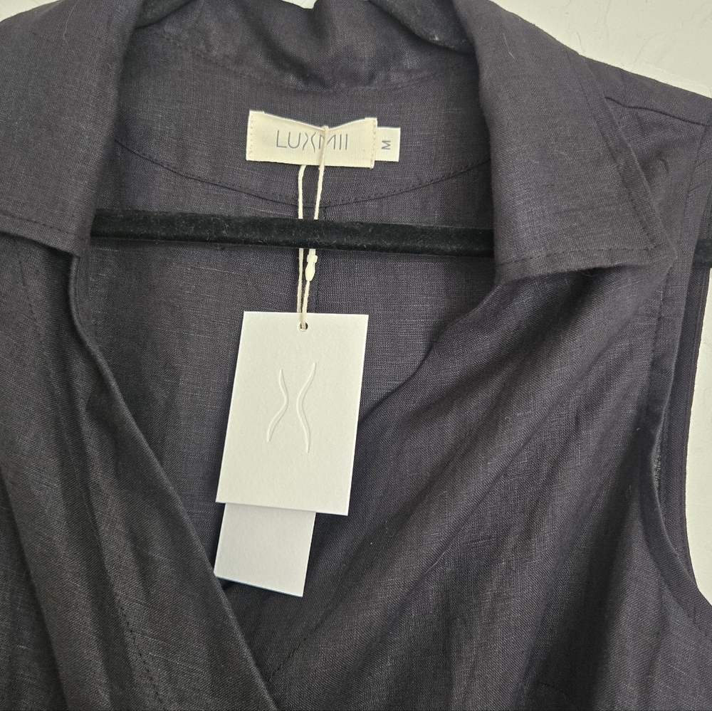 Sleeveless Black Asymmetrical Wrap Dress - Picture 4 of 13